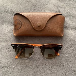 Ray Ban Clubmaster Tortoise/Orange Sunglasses